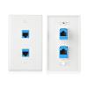 imageCable Matters 2Pack 2Port Ethernet Wall Plate Cat6 Wall Plate with White RJ45 Keystone Jack Ethernet Jack Outlet in WhiteBlue