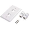 imageCable Matters 2Pack 2Port Ethernet Wall Plate Cat6 Wall Plate with White RJ45 Keystone Jack Ethernet Jack Outlet in WhiteWhite