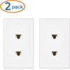 imageCable Matters 2Pack 2Port Ethernet Wall Plate Cat6 Wall Plate with White RJ45 Keystone Jack Ethernet Jack Outlet in WhiteWhite