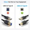 imageCable Matters 3Pack USB Printer Cable  6ft USB A to B Cable Compatible with Printer External Hard Drive Audio Interface Scanner MIDI Controller MIDI Keyboard Black3 Feet