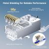 imageCable Matters 50Pack Cat6A RJ45 Shielded Modular Plugs with Strain Relief Boots 50 Gold Plated Cat 6A Shielded RJ45 Connectors Cat6a Connector