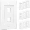 imageCable Matters UL Listed 10Pack 2 Port Keystone Wall Plate Cat6 Cat5e Ethernet Wall Plate in White2Port