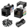 imageCable Matters UL Listed 25Pack 10Gbps RapidInstall Cat6 Keystone Jacks Slim Profile RJ45 Keystone Jack with PunchDown Stand Works with Leviton QuickPort Systems White Model No 180070Black