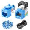 imageCable Matters UL Listed 25Pack 10Gbps RapidInstall Cat6 Keystone Jacks Slim Profile RJ45 Keystone Jack with PunchDown Stand Works with Leviton QuickPort Systems White Model No 180070Blue