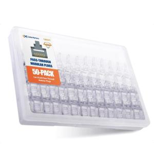 imageCable Matters 100Pack Cat 6 Pass Through RJ45 Connectors 50 Gold Plated Cat 6 Ends  Cat6 Connector RJ45 Modular PlugsEthernet PlugsNetwork Connector for Solid or Stranded UTP Ethernet Cable50Pack
