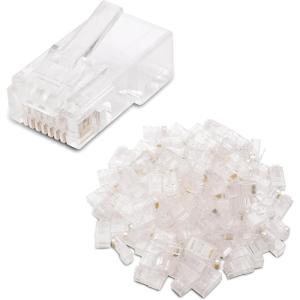 imageCable Matters 100Pack Cat 6 RJ45 Modular Plugs for Large Diameter Cable 50 Gold Plated Cat6 RJ45 Connector Ethernet Connector Ethernet Ends Cat6 Connectors