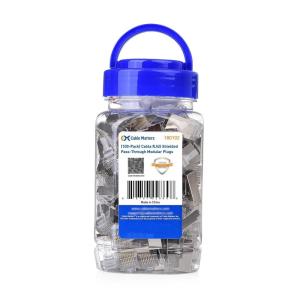 imageCable Matters 100Pack Cat 6A Shielded Pass Through RJ45 Connectors 50 Gold Plated Max Wire OD 119mm Cat6A EndsShielded RJ45 ConnectorEthernet Ends for Solid or Stranded SFTP Cable
