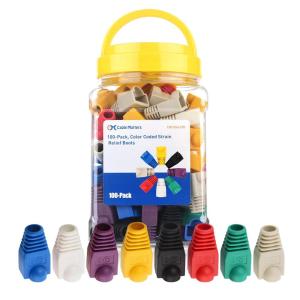 imageCable Matters 200Pack Cat6  Cat5e RJ45 Strain Relief Boots RJ45 Boot Cat 6 Ethernet Boots Multicolored Fits 65mm 025in Ethernet Cables100Pack