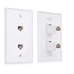 imageCable Matters 2Pack 2Port Ethernet Wall Plate Cat6 Wall Plate with White RJ45 Keystone Jack Ethernet Jack Outlet in WhiteWhite