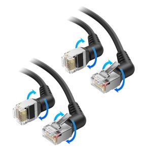 imageCable Matters 2Pack 40Gbps 360Degree Rotatable Cat 8 Ethernet Cable  3ft Right Angled Cat 8 Cable with Ultra Flex PVC Jacket for Tight Spaces High Speed Ethernet Cord for Gaming BlackBlack