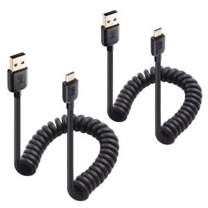 imageCable Matters 2Pack Coiled Micro USB Cable Coiled Micro USB to USB20 24 Feet