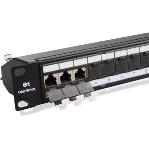 imageCable Matters Rackmount or Wall Mount 24Port Shielded RJ45 Patch Panel with Jack Shutter