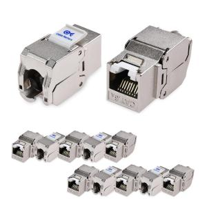 imageCable Matters UL Listed 10Gbps 6Pack RJ45 Shielded Cat6A  Cat6 Keystone Jack with Integrated Shutter12Pack