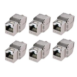 imageCable Matters UL Listed 10Gbps 6Pack RJ45 Shielded Cat6A  Cat6 Keystone Jack with Integrated Shutter6Pack