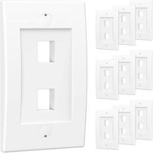 imageCable Matters UL Listed 10Pack 2 Port Keystone Wall Plate Cat6 Cat5e Ethernet Wall Plate in White2Port