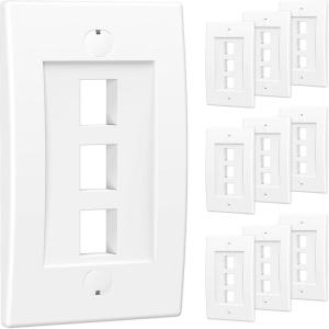 imageCable Matters UL Listed 10Pack 2 Port Keystone Wall Plate Cat6 Cat5e Ethernet Wall Plate in White3Port