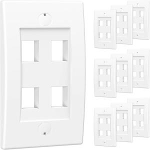imageCable Matters UL Listed 10Pack 2 Port Keystone Wall Plate Cat6 Cat5e Ethernet Wall Plate in White4Port