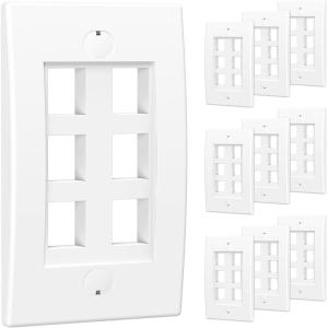 imageCable Matters UL Listed 10Pack 2 Port Keystone Wall Plate Cat6 Cat5e Ethernet Wall Plate in White6Port