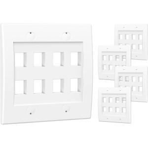 imageCable Matters UL Listed 10Pack 2 Port Keystone Wall Plate Cat6 Cat5e Ethernet Wall Plate in White8Port