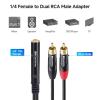 imageCable Matters 2Pack RCA to 14 Female Stereo Audio Splitter Cable Dual 14 Inch Female to RCA Adapter in Black  6 Inches  015 Meters