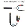 imageCable Matters 2Pack RCA to 14 Female Stereo Audio Splitter Cable Dual 14 Inch Female to RCA Adapter in Black  6 Inches  015 Meters