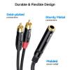 imageCable Matters 2Pack RCA to 14 Female Stereo Audio Splitter Cable Dual 14 Inch Female to RCA Adapter in Black  6 Inches  015 Meters