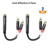 imageCable Matters 2Pack RCA to 14 Female Stereo Audio Splitter Cable Dual 14 Inch Female to RCA Adapter in Black  6 Inches  015 Meters