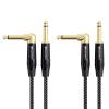 imageCable Matters 2Pack Braided 14 Inch TS Right Angle Electric Guitar Cable  6ft Straight to Right Angle Guitar Cord Instrument Cable for ElectricGuitar Bass AMP Mixer Equalizer10 ft