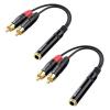 imageCable Matters 2Pack RCA to 14 Female Stereo Audio Splitter Cable Dual 14 Inch Female to RCA Adapter in Black  6 Inches  015 Meters