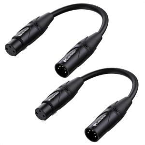 imageCable Matters 2Pack 5 Pin to 3 Pin DMX Lighting Cable  6 Inches 5Pin Male to 3Pin Female XLRDMX Adapter Cable Black
