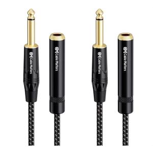 imageCable Matters 2Pack Braided 14 Inch Mono TS Extension Cable  6ft  18m Guitar Extension Cable 14 Instrument Cord Male to Female Black6 Feet