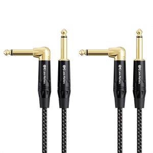 imageCable Matters 2Pack Braided 14 Inch TS Right Angle Electric Guitar Cable  6ft Straight to Right Angle Guitar Cord Instrument Cable for ElectricGuitar Bass AMP Mixer Equalizer3 ft