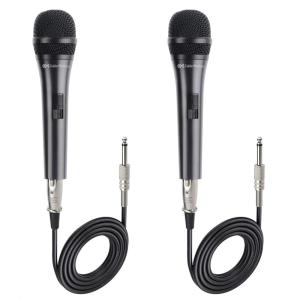 imageCable Matters 2Pack Cardioid Dynamic Vocal Microphones with 15 ft Cable 635mm Wired Microphone for SingingSinging Machine Karaoke Microphone