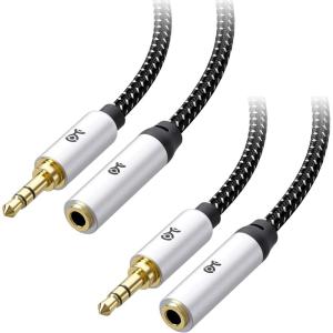 imageCable Matters 2Pack Headphone Extension Cable  10ft 35mm Extension Cable Aux Cord Extender Black15 ft