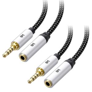 imageCable Matters 2Pack Headset Extension Cable  6ft TRRS with Mic Support 35mm Extension Cable Gaming Headset Extended Cord BlackBlack
