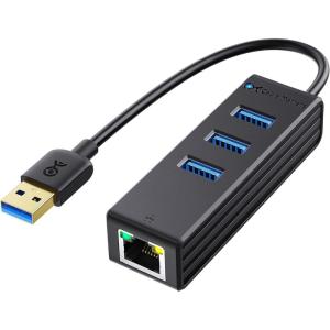 imageCable Matters 4in1 USB Hub with Ethernet Support Gigabit Network USB 30 Hub Ethernet with 101001000Mbps Network 3X 5Gbps USBA Ports in Black