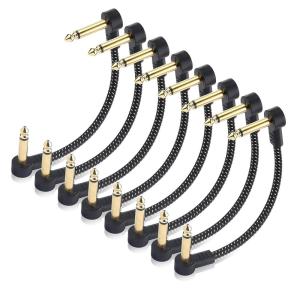 imageCable Matters 8Pack 6 Inches Braided Guitar Patch Cable Guitar Effect Pedal Cables with GoldPlated Connectors in Black