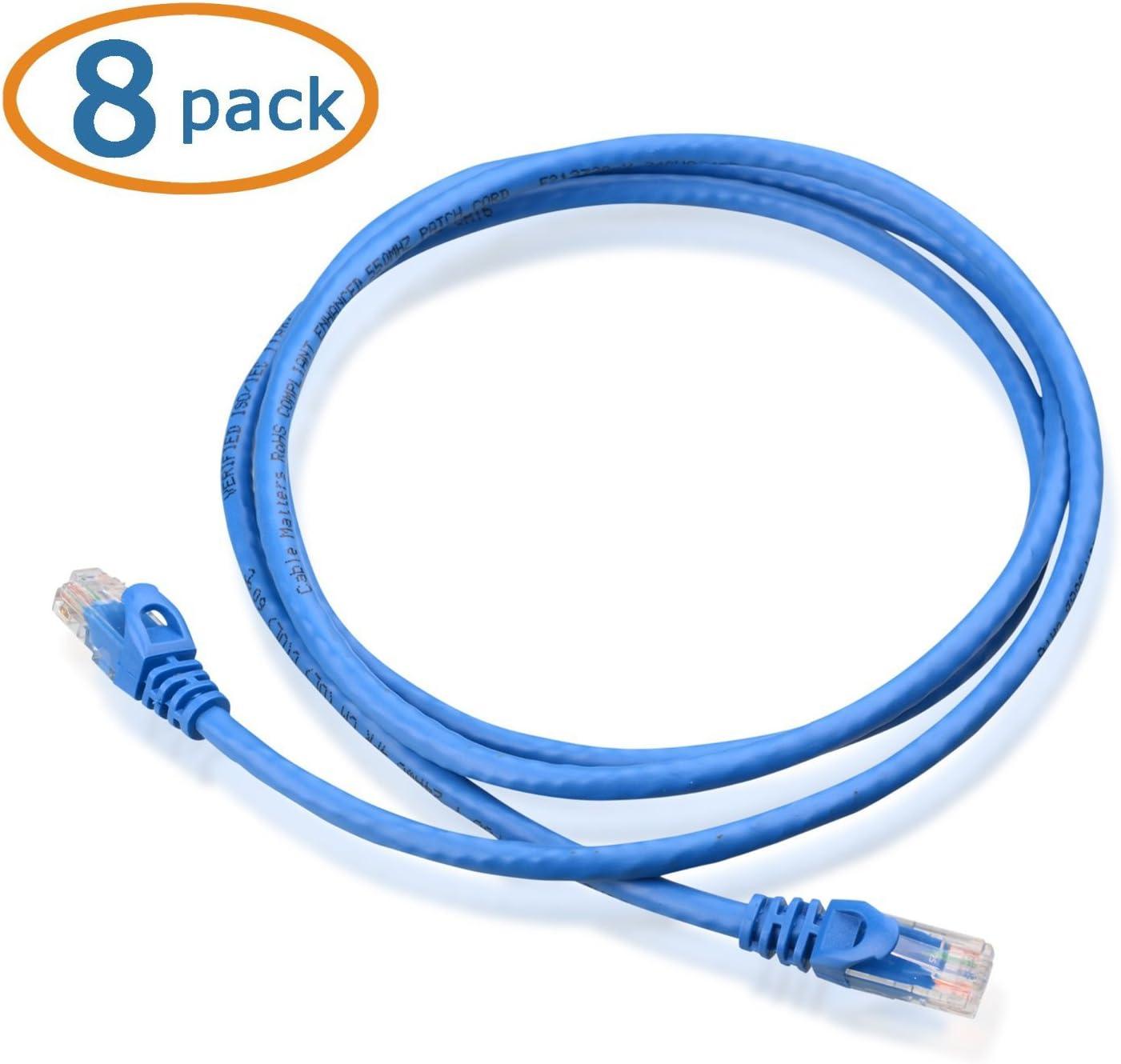 imageCable Matters 8Pack Snagless Short Cat 5e Ethernet Cable  1ft Gigabit Cat5e Cable Cat5e Ethernet Cord MulticoloredBlue