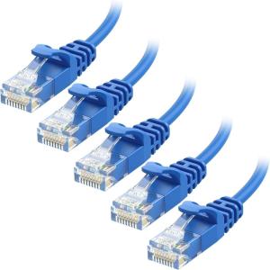 imageCable Matters 10Gbps 5Pack Snagless Cat 6 Ethernet Cable  5ft Slim Profile Cat 6 Cable Cat6 Cord Thin Ethernet Cord BlueBlue
