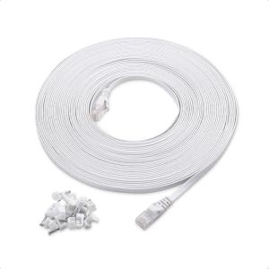 imageCable Matters Cat6 Snagless Long Flat Ethernet Cable 50 ft in White with Nailin Cable Clips